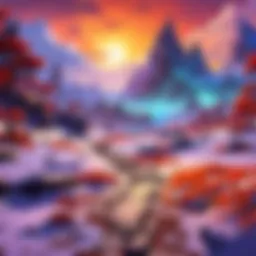 A vibrant fantasy landscape showcasing a character ready for adventure