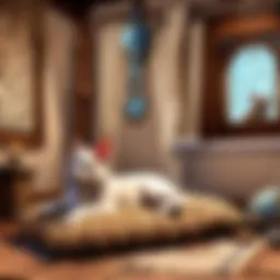 A serene home environment with a cozy pet corner