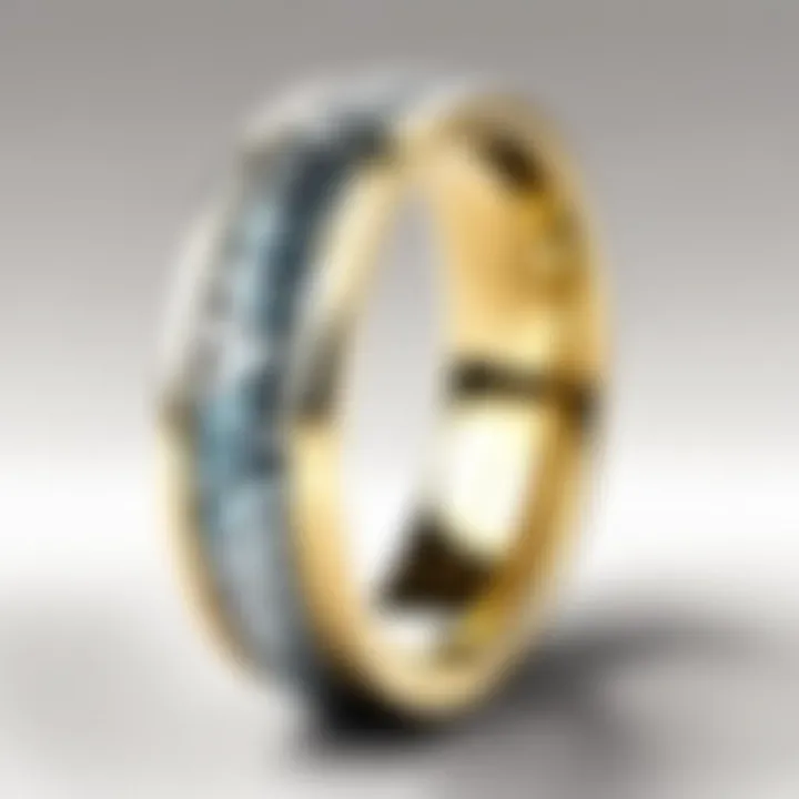 Artistic depiction of an angler wedding band with intricate fish scale design