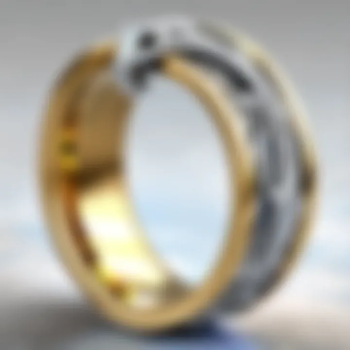 Symbolic representation of an angler wedding band intertwined with a fishing hook