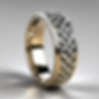 Unique angler wedding band featuring a delicate net pattern symbolizing unity