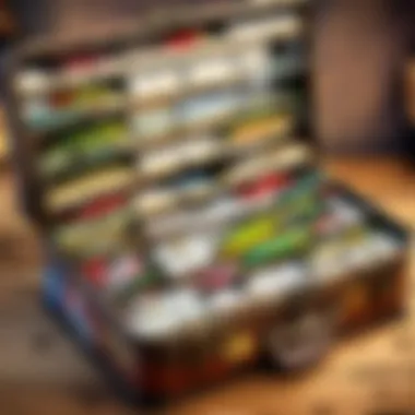 Antique Tackle Box Displaying Array of Fishing Lures Antique Motherlode Tackle Box with Fishing Lures