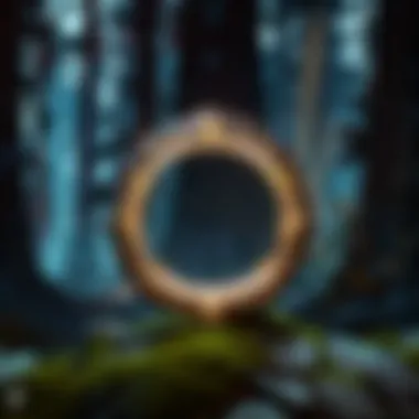 Ethereal Glow of the Bind Ring in a Dark Forest Setting Glowing Bind Ring in Dark Forest Setting