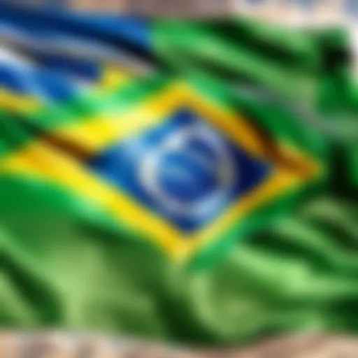 Brazilian Flag Waving in the Wind