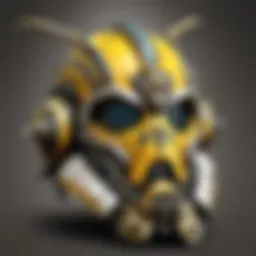 Detailed view of the Bumble Bee Helm showcasing intricate designs