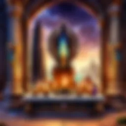 A serene altar adorned with crystals and candles