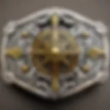 An ornate vintage belt buckle showcasing intricate craftsmanship.