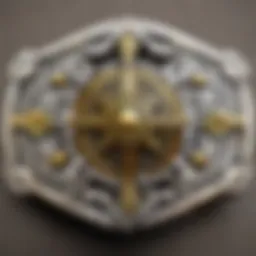 An ornate vintage belt buckle showcasing intricate craftsmanship.