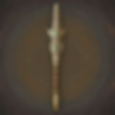 Close-up of a druid staff highlighting its intricate design