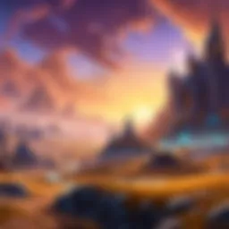 A panoramic view of the Shadowlands landscape showcasing its diverse realms.