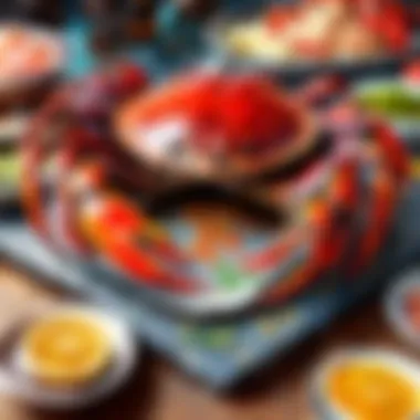 An array of ingredients used in tangy crab dishes, showcasing vibrant colors and textures.