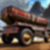 A detailed view of a drake trailer showcasing its unique design features