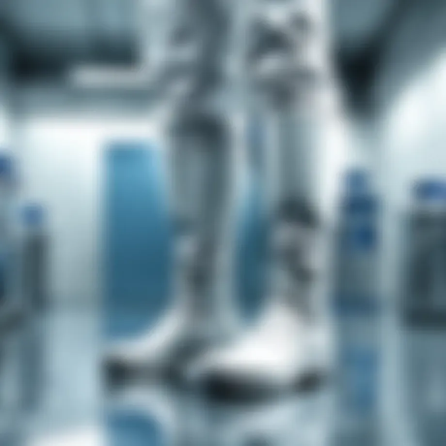 Elegant cleanroom boots in a pharmaceutical setting