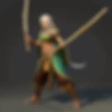 Elven Warrior Mastering Bamboo Bo Staff Technique