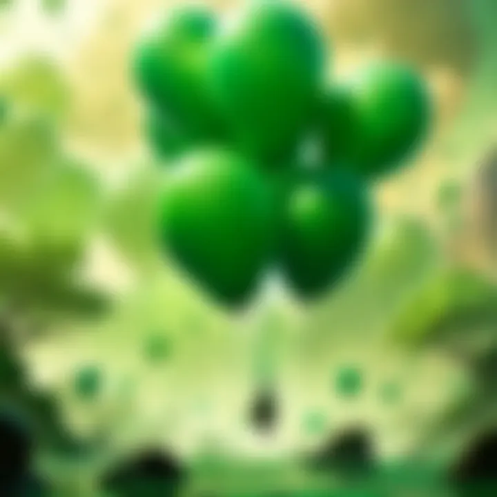 Ethereal Green Balloons Floating in Mystery