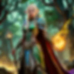 Enigmatic elven mage casting a spell