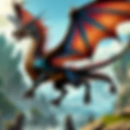 A majestic Dragonkin soaring high above the landscapes of Azeroth, showcasing its vibrant scales and wings.