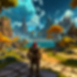 A vast fantasy landscape with towering mountains and lush forests, showcasing the depth of MMO worlds.