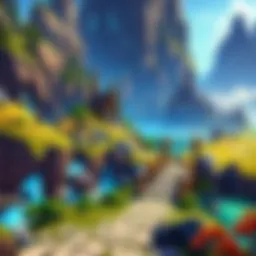A vibrant fantasy landscape reminiscent of MMORPG worlds.