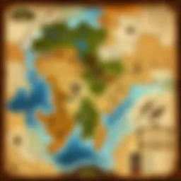 A strategic map of a rated battleground showcasing key positions.