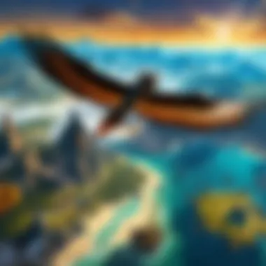 Navigating the Aerial Landscapes A character navigating through the aerial landscapes of the Shadowlands.