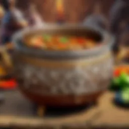 Ancient culinary artifact with intricate design