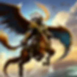 A majestic wind rider soaring above the mountains of Azeroth.