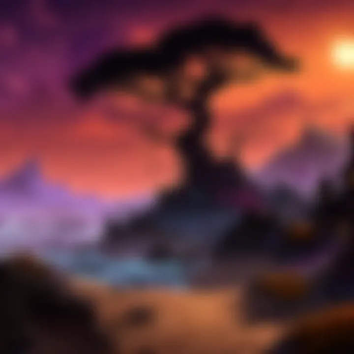 A breathtaking view of the Umbra Twilight landscape in World of Warcraft.