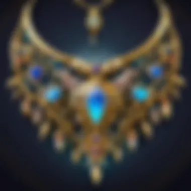 A detailed close-up of a necklace adorned with gems from World of Warcraft.