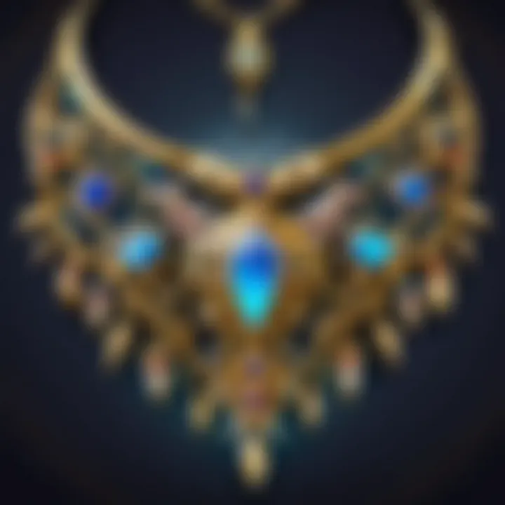 A detailed close-up of a necklace adorned with gems from World of Warcraft.