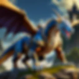 A majestic dragon mount soaring through the skies of Azeroth.