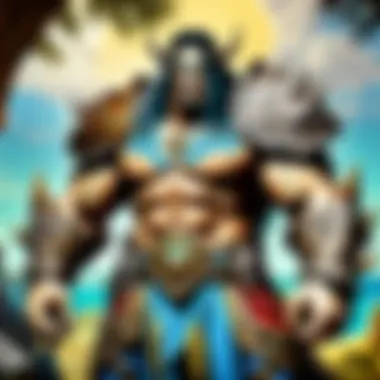 Detailed scene from the World of Warcraft coloring book showcasing characters