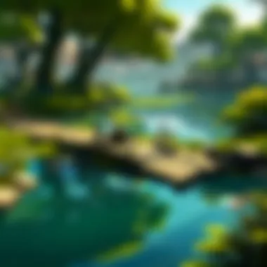 Serene Pond Oasis A tranquil pond with lush greenery surrounding it