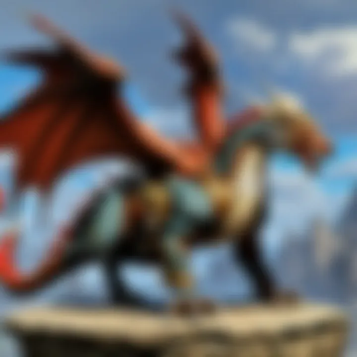 A majestic dragon mount soaring through the skies of Eorzea, showcasing its vibrant colors and intricate design.