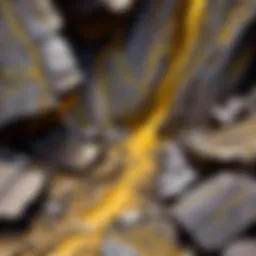 Detailed view of gold ore veins in WoW landscape