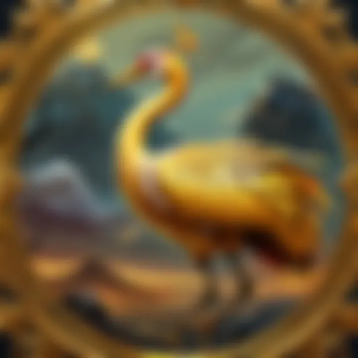 Intricate design showcasing the golden crane's symbolic significance