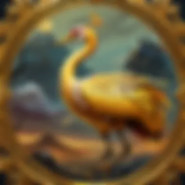 Symbolic Splendor: The Golden Crane's Profound Meaning Intricate design showcasing the golden crane's symbolic significance