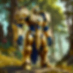 The majestic golden sentinel standing guard in a lush forest setting.