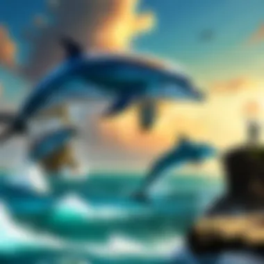 Dolphins in their natural habitat Graceful dolphins swimming in the ocean