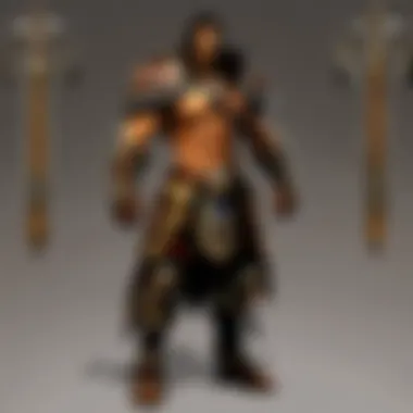 Warrior's Dynamic Harness Outfit A warrior showcasing a dynamic harness outfit with intricate designs.