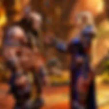 Heated Discussion in the Gaming Realm Two characters in a heated discussion in a fantasy setting.