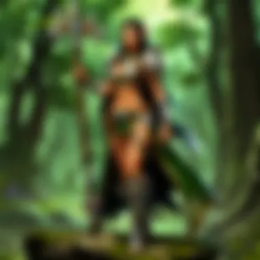 Elven Warrior Mastering the Training Stick An elegant elf warrior wielding a training stick in a mystical forest