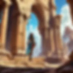 Mystical zephyr swirling through ancient ruins