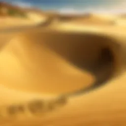 A player encountering a sand trap in a desert zone.