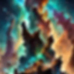 The majestic Pillars of Creation illuminated in the night sky.