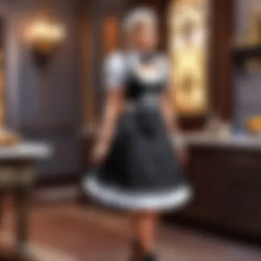 Stylish maid outfit displayed in a chic setting, highlighting design aesthetics