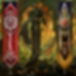 A vibrant rally banner waving in a lush WoW landscape