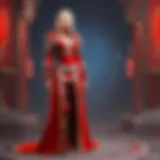 A striking red set outfit displayed on a mannequin, showcasing a blend of elegance and modernity.