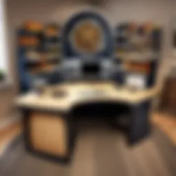 Elegant semi circle desk with storage compartments
