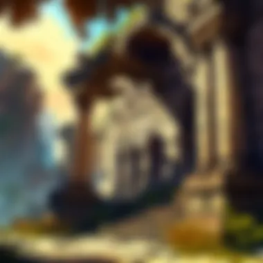 Majestic Ruins Exploration Spectral Tiger Roaming Ancient Ruins